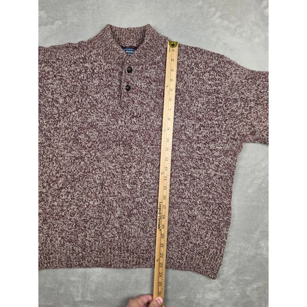 Vintage Peconic Bay Traders Sweater Women XL Red Marl Wool Blend Henley Knit USA